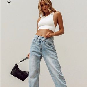 Princess Polly Holly Asymmetric Straight Leg Jeans